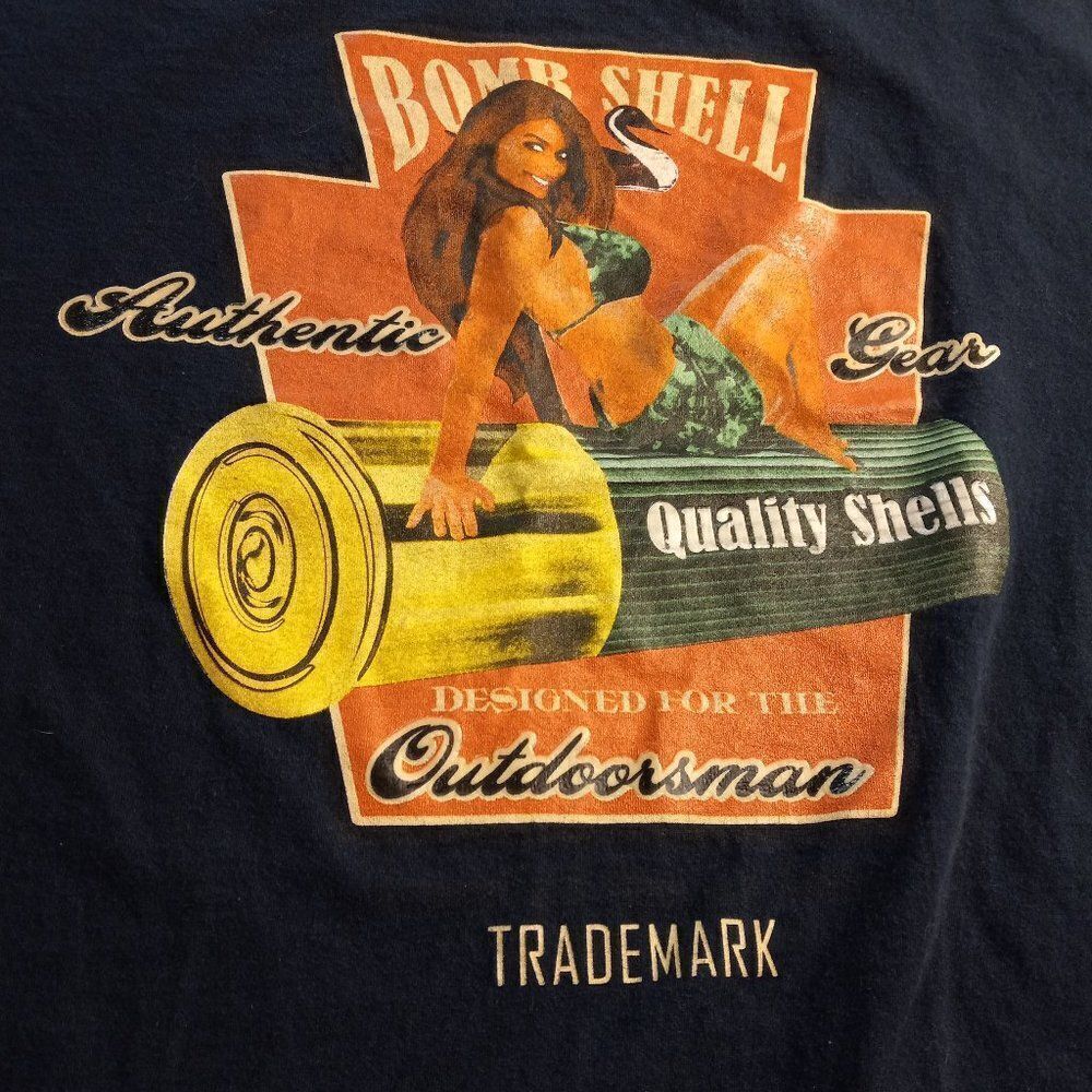 Vintage Bombshell Dark Navy Graphic T-shirt, (Remington Shotgun Shell)